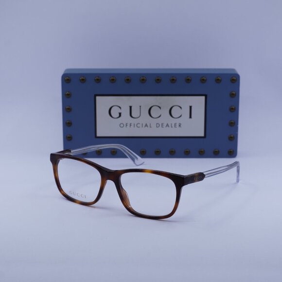 Gucci GG0490O 003 Rectangle Eyeglasses - Havana 53mm - Picture 1 of 9
